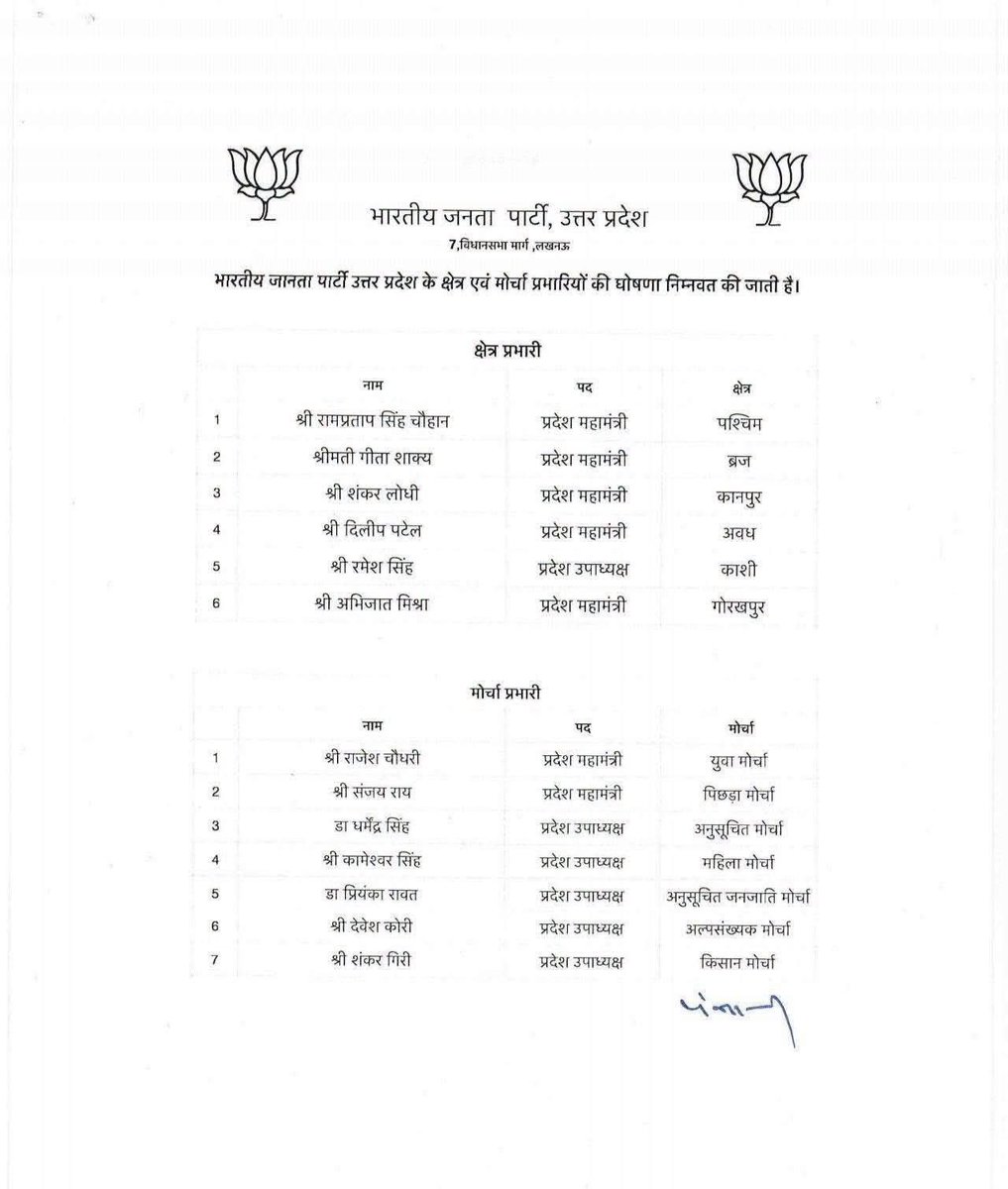 Vivek4nation's tweet photo. उत्तर प्रदेश भाजपा के समस्त नवनियुक्त क्षेत्र प्रभारियों, मोर्चा प्रभारियों एवं मुख्यालय प्रभारियों को हार्दिक बधाई एवं उज्ज्वल कार्यकाल की शुभकामनाएं। @BJP4UP @BJYM @irohitmishrabjp https://t.co/w8yoMnIJHN