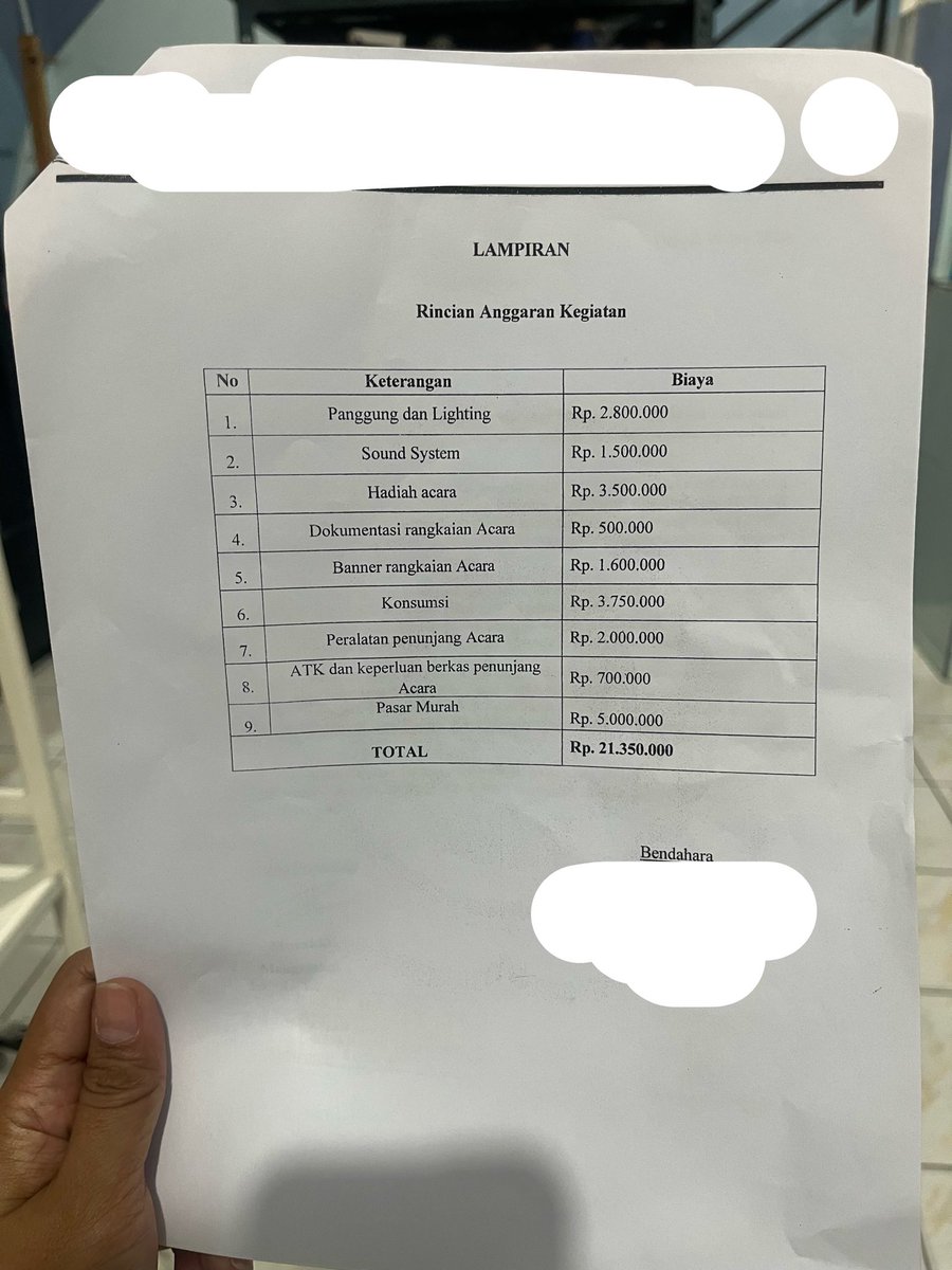 yozariam_'s tweet photo. Gw SHOCK acara 17an RT jaman sekarang nyentuh sampe 21jt??? Mana iuran diwajibin minimal 50rb, tapi table budgetingnya ancur banget 😂 https://t.co/0ZNtbMP4pb