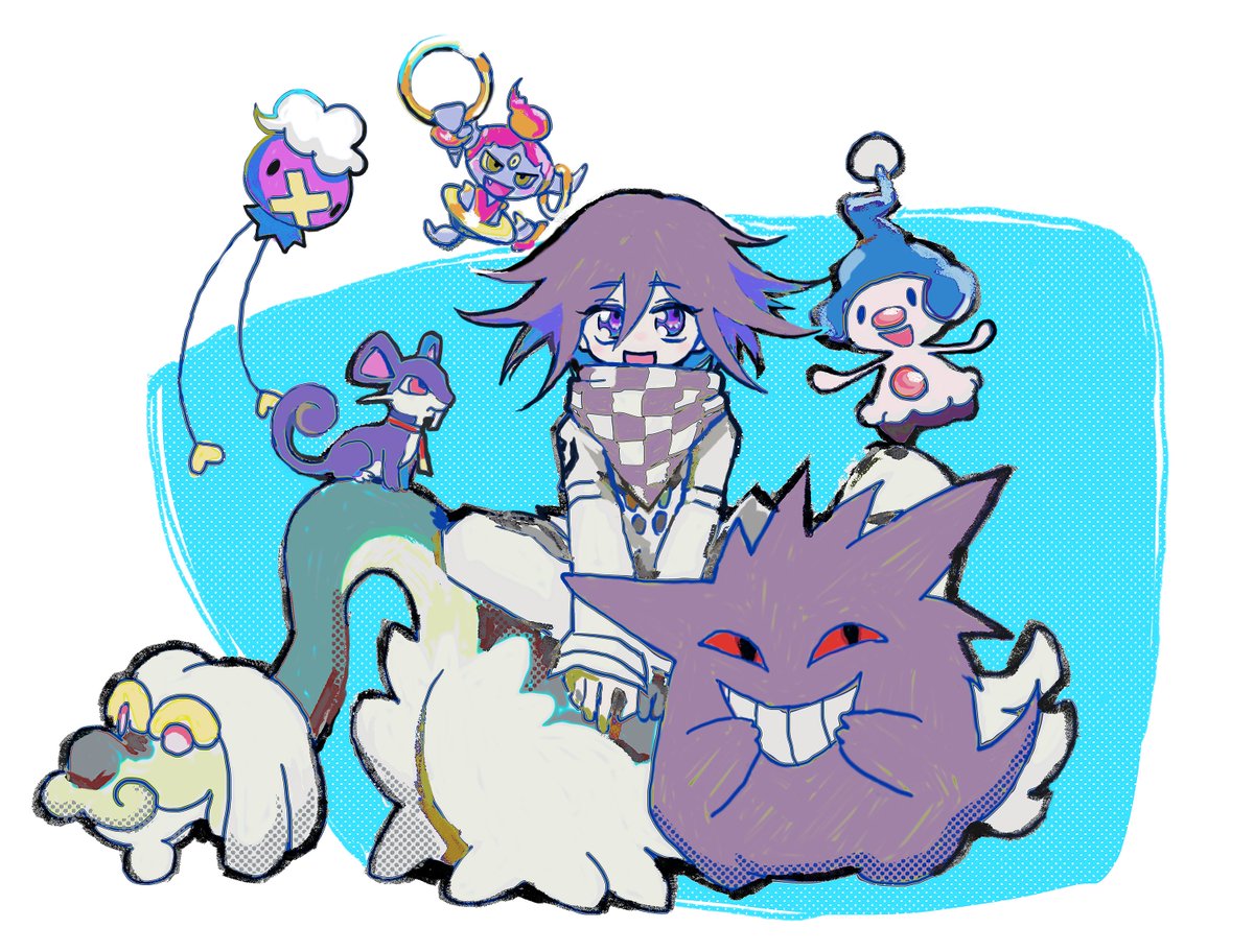 snoozaga's tweet photo. #danganronpa #drv3 Ouma pokemon team~ https://t.co/IjntytuLxf