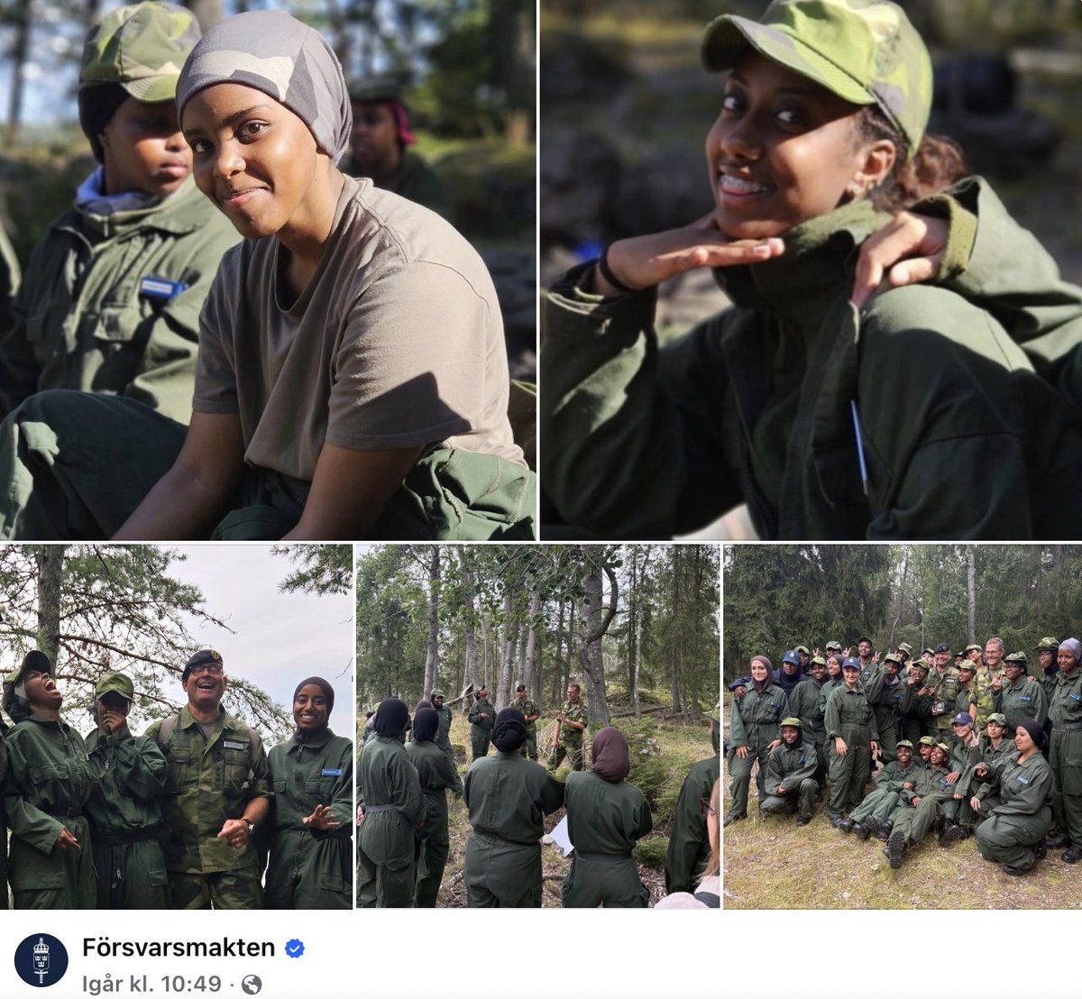 BrandCaroline's tweet photo. Utbildar Försvarsmakten alltså personer som sätter Allah framför svensk lag?
Som följer sharias normer och rättstolkare som anser kvinnor vara hälften så mycket värda som män. Som anser att kvinnor skall täcka sig för att (muslimska) män inte skall våldta oss? Att vi utan hijab är att anses som horor?

Så här får det inte gå till! Det är inte kvinnorna det är fel på  - det är den islamska hijaben  de har på sig som är gravt, gravt fel. En symbol för förtryck vi inte skall normalisera eller relativisera, vare sig inom försvaret eller någonstans i Sverige. @Forsvarsmakten