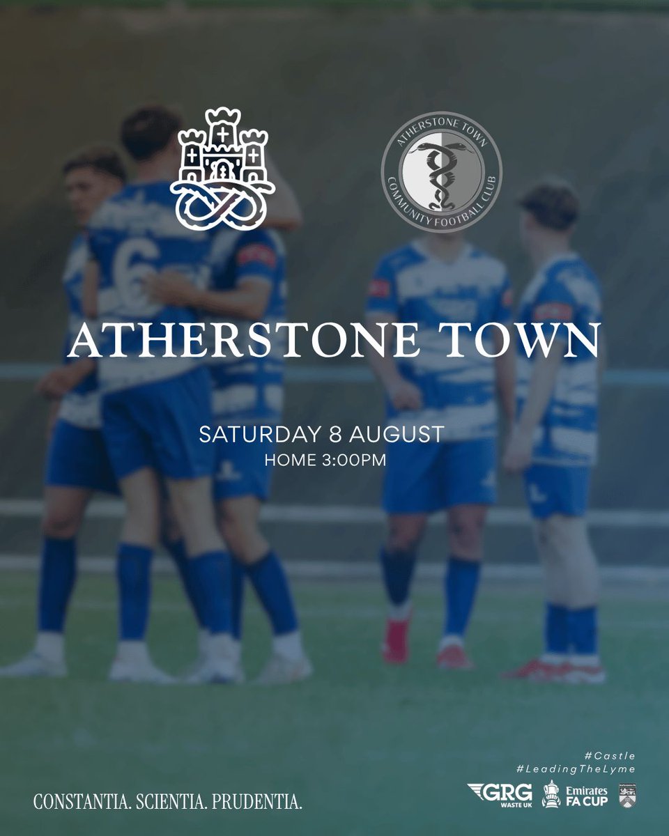 NewcastleTownFC's tweet photo. And just like that we come to the first game of the season! ⚽️

🆚 @FCAtherstone
🕒️ 3:00PM KO
🏟️ GRG Stadium ST5 3BX

🎟️ Adults £11
🎟️ Concessions £7
🎟️ U16s £3 (Adult Supervision*)

🔵⚪️🏰

#Castle #LeadingTheLyme #TheCastle #FACup #MagicOfTheCup #GRG #FootballsBack https://t.co/GiDpEqfK2o