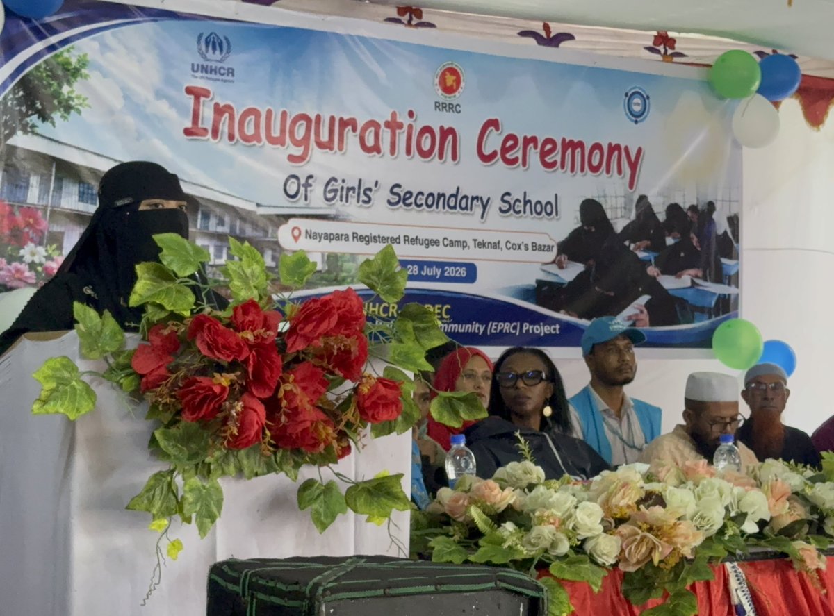 rrilc2015's tweet photo. A Proud Moment for RRILC! 

We are delighted that our Assistant Teacher, Jannatul Bokiya, and our student, Jesmin, delivered speeches on the importance of girls’ education during the inauguration of the Secondary Girls’ School in Nayapara Registered Refugee Camp. https://t.co/oYW4upPhVW