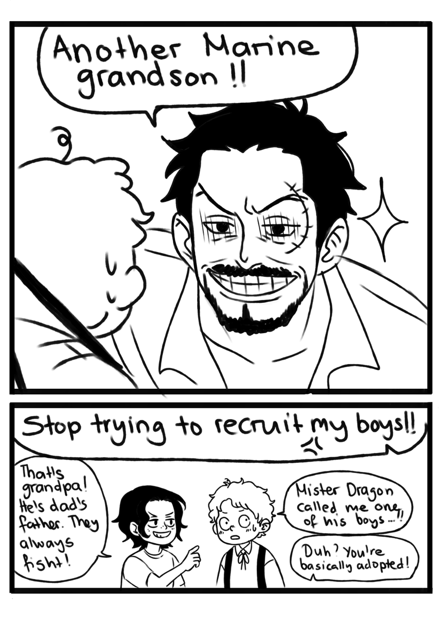 Diminuel's tweet photo. Stinky Child AU - Sabo meets Grandpa Garp https://t.co/3mz3QAR1Z1