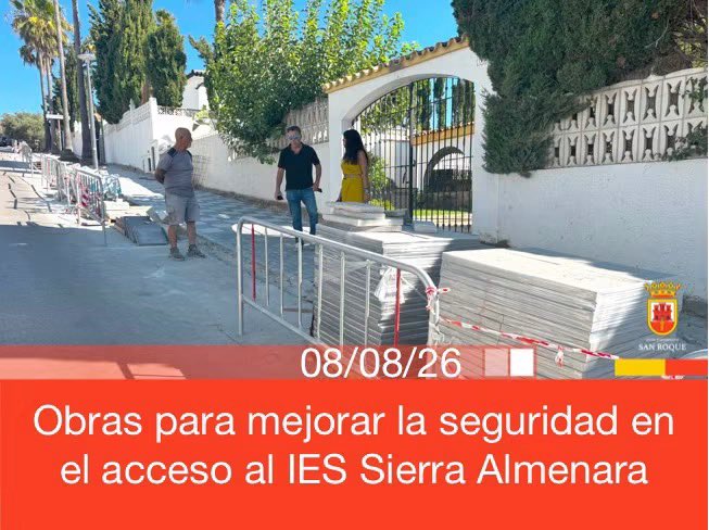 Ayto_SanRoque's tweet photo. ⚒Obras para mejorar la seguridad en el acceso al IES Sierra Almenara🔴
El Ayuntamiento de San Roque está acometiendo una serie de obras en la calle Belmonte de Pueblo Nuevo de Guadiaro, para velar por la seguridad de los estudiantes que acuden diariamente al IES Sierra Almenara. La teniente de alcalde de Obras y Servicios, Belén Jiménez, ha visitado los trabajos, que incluyen la creación de acerado y un paso de peatones, aprovechando los meses estivales, antes del inicio del próximo curso escolar.
https://t.co/IlFIjuzmMJ
#SanRoqueObrasYServicios
#CanalSanRoqueMultimediaRTVM
CANAL SAN ROQUE & MULTIMEDIA RTVM
MÁS VÍDEOS Y NOTICIAS EN:
https://t.co/QiLc9OWq7e
https://t.co/SJwJ1wANBu
