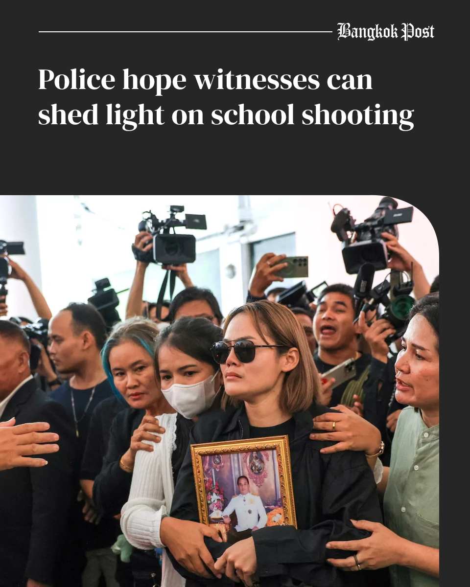 BangkokPostNews's tweet photo. Police are stepping up their investigation into the shooting at Debsirin Nonthaburi School, questioning teachers, students and witnesses as they seek to determine what motivated a 14-year-old boy to kill seven people before taking his own life on Friday.

Listen to or read full story in 1st comment.