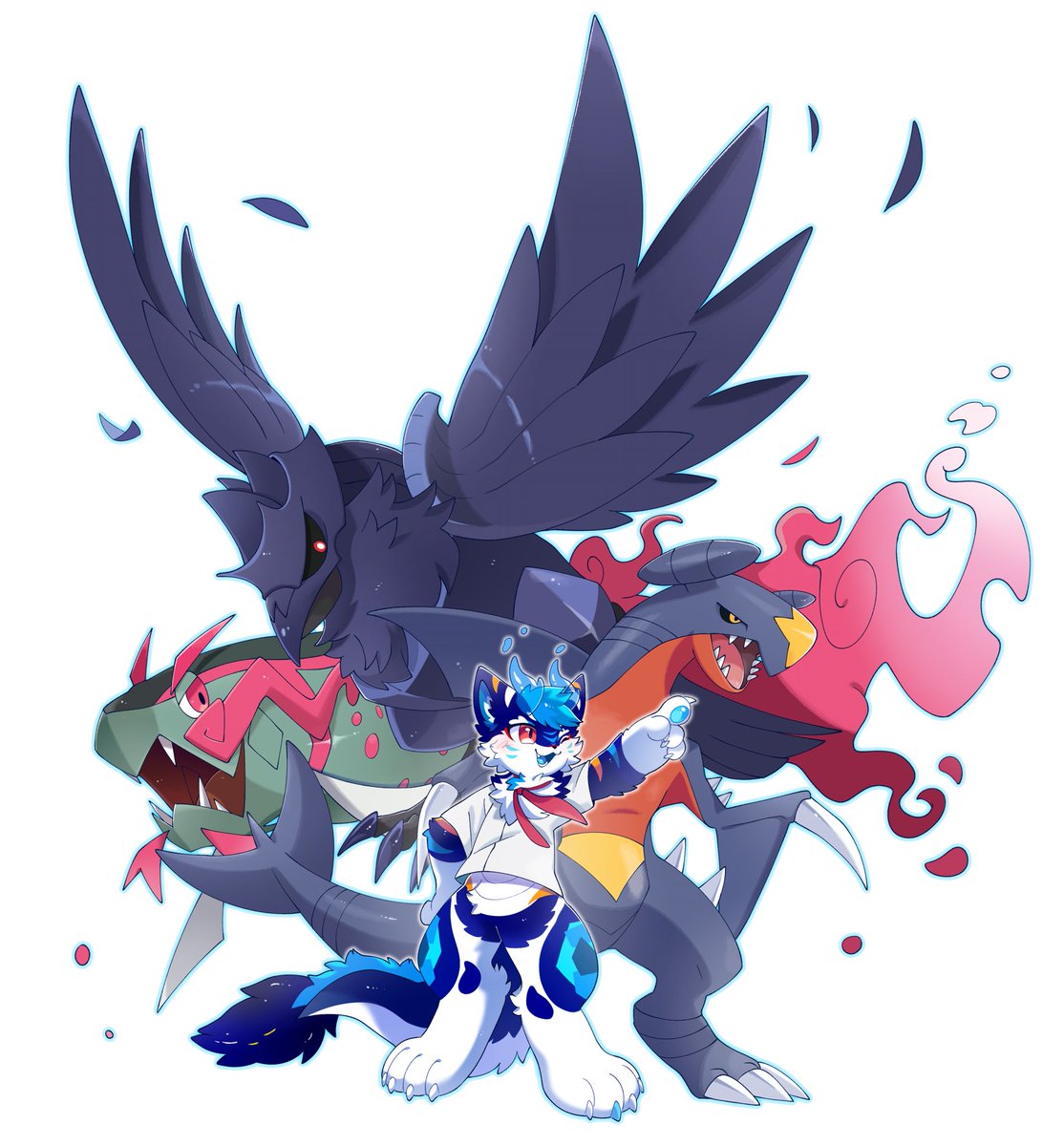 cheseicatto's tweet photo. Champion Trio
(C)🎨:@Ni12345670 
#furry #pokemon #Pokemonartㅤ #pokemontrainer #furryart https://t.co/ahH1U4Pqat