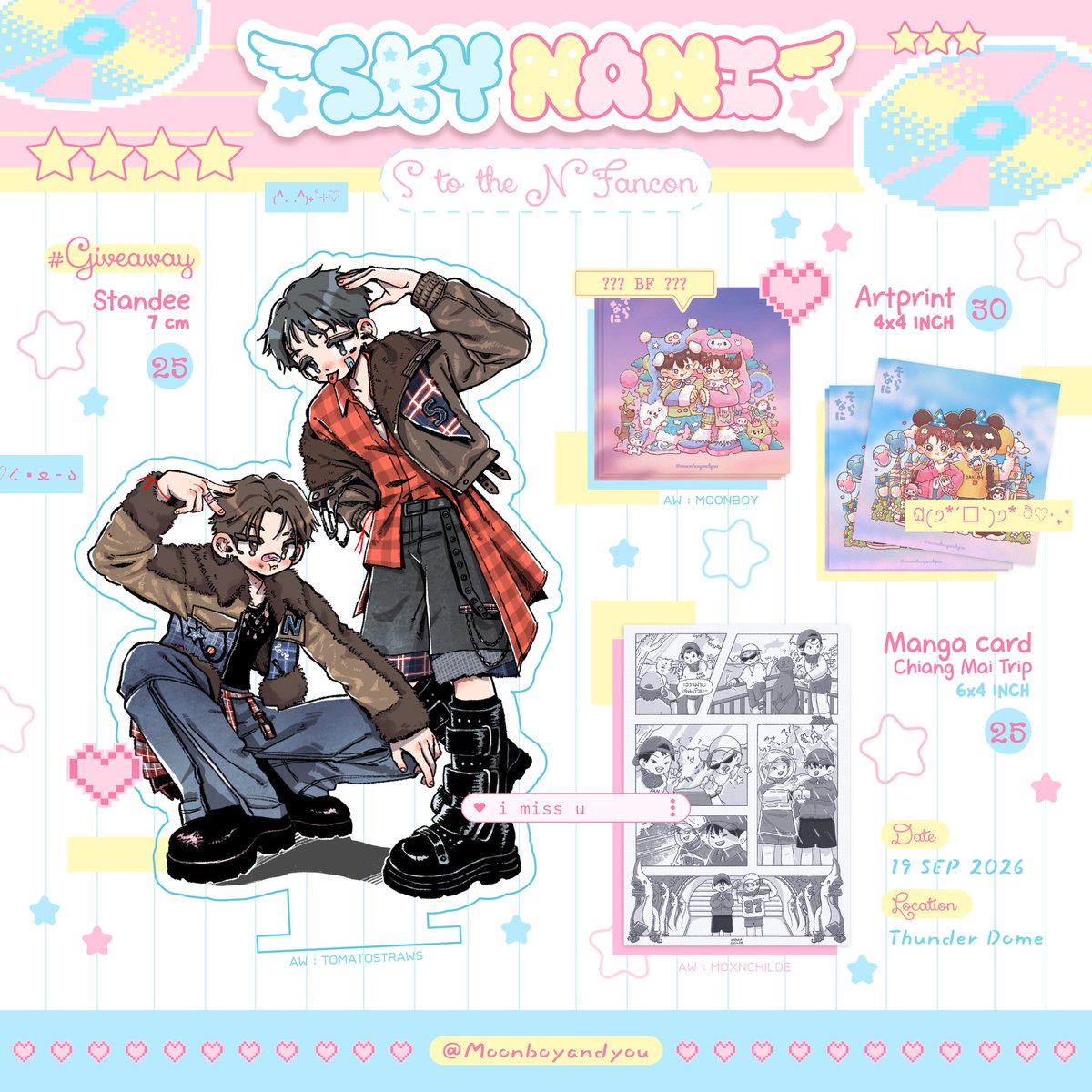Moonboyandyou's tweet photo. Giveaway ༘˚⋆𐙚｡⋆𖦹.✧˚

𝒮𝓀𝓎𝒩𝒶𝓃𝒾 𝒮 𝒯𝑜 𝒯𝒽𝑒 𝒩 𝐹𝒶𝓃𝒸𝑜𝓃✨🧭🪽

💞 19 Sep 2026 — Thunder Dome
✨ เจอกันน้าค้าบ (੭ ˊ^ˋ)੭ ♡

꒰ #SkyNaniSToTheNFancon ⛅️🌸꒱ྀི
꒰ #skynani 🩵💖 ꒱ྀི https://t.co/1OCraXb7Fk