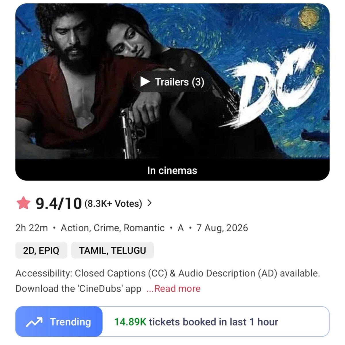 filmy_view's tweet photo. Tickets sold on BMS 
2-3pm

#DC: 14890
#Thudakkam: 9530
#KoreanKanakaraju: 10210 https://t.co/t0AF5k78Aj