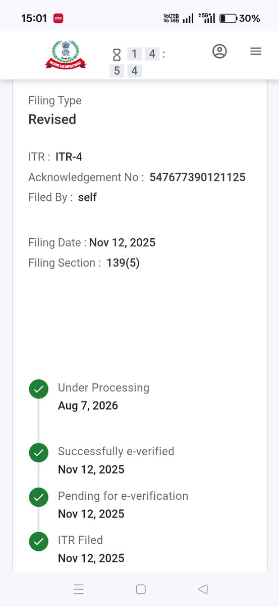 arindam_jpg's tweet photo. yesterday received intimation for the AY 2025-26 from @IncomeTaxIndia but till now it's shows under processing at ITD portal

#itrrefund https://t.co/ykx52wSJJy
