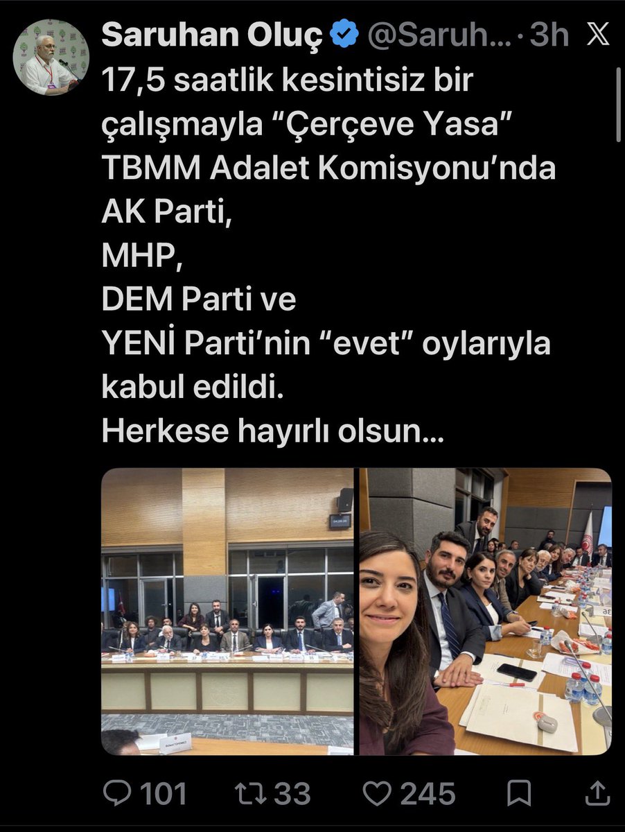 veganzulal's tweet photo. Dün komisyon toplantısında Murat Emir’in üzerine yürüyen DEM Milletvekili Yeni Parti’nin çerçeve yasaya evet oyu verdiğini duyurdu. 

Yeni Parti’nin Adalet Komisyonu Üyeleri Süleyman Bülbül, Turan Taşkın Özer, İsmail Atakan Ünver ve Cumhur Uzun. Sezgin Tanrıkulu da destek açıklaması yaptı.