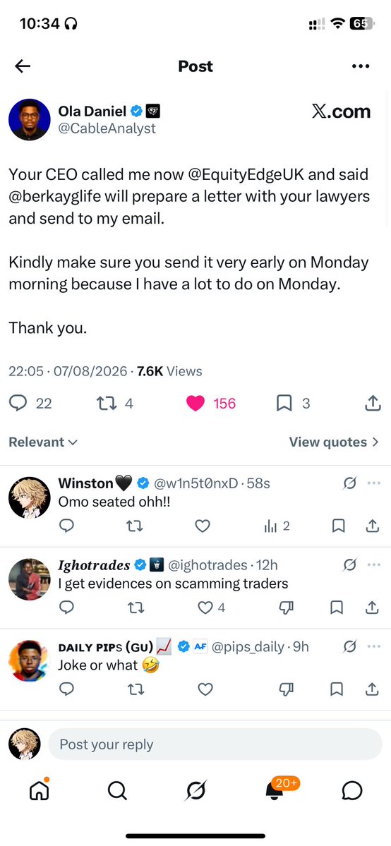 w1n5t0nxD's tweet photo. @EquityEdgeUK are threatening to sue @CableAnalyst 😳😳

They claim he broke NDA rules and will make him face legal consequences.

But which rule did they say he broke? 🤔 

And if so…

then what about all the alleged denied payouts and accounts unjustly breached by them? https://t.co/ZmXiMHnf0y