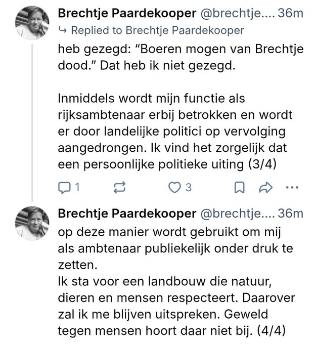 EelcoHoecke's tweet photo. Je verwacht het niet... Sneeuwvlokje Bregje Paardekooper van GroenLinks die onze boeren dood wenste en nu hard wordt aangepakt op X kruipt in de slachtofferrol.... https://t.co/JwZhkjlq02