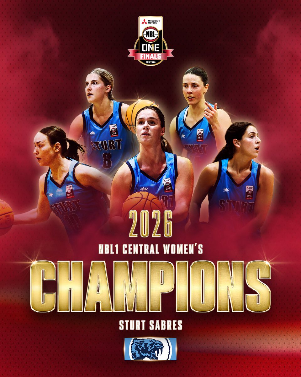 NBL1's tweet photo. THE STURT SABRES ARE YOUR 2026 NBL1 CENTRAL WOMEN’S CHAMPIONS 🏆

Delivering the Bearcats just their second loss of the year, the Sabres performed brilliantly to claim a 76-70 victory 🌟 https://t.co/gWOC0GnDsp