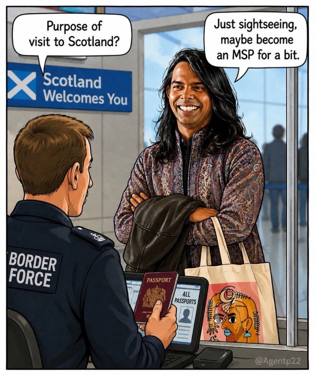 Mark1957's tweet photo. Now this made me laugh!

Green MSP Manivannan now enjoys a public salary of £77,000 a year (plus pension and expenses) and an annual budget of £169,000 to spend on employing staff 

Meanwhile he came to Scotland on a student visa and doesn't have leave to remain in the UK https://t.co/gOiqRkNPaw