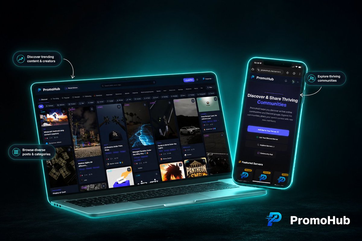 Jonhrmget's tweet photo. Still refining PromoHub piece by piece.

One thing I care a lot about is making sure the platform feels good whether you're using a phone or sitting at a desktop.

Here's another look at what I've been building. 📱💻

Which version do you prefer?

#buildinpublic #indiedev #webdev #UIUX
