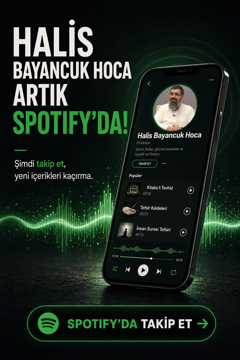 _tevhidekip's tweet photo. 🎧 Halis Bayancuk Hoca Spotify’da!

Akide, Fıkıh, Siyer, Arapça ve daha birçok alanda 1500’den fazla ders yayında. YouTube içerikleriyle güncel olarak ilerleyen dersleri dilediğiniz yerde dinlemek için Spotify hesabını takip edebilirsiniz.

https://t.co/nKiXAVGm4u
