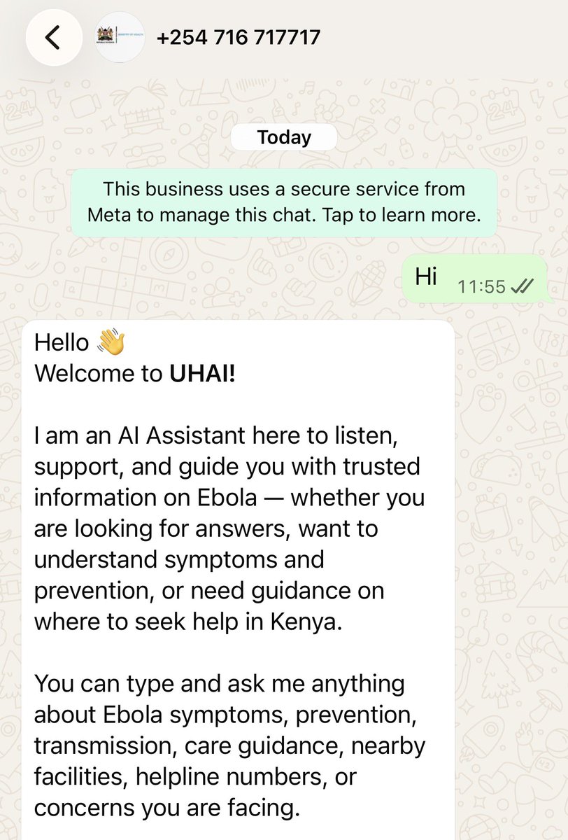 MativoMJohn's tweet photo. The biggest delay at international arrival in JKIA is many passengers not aware of the requirement to have an Ebola Clearance Certificate. 

Save some time by sending “Hi” to this WhatsApp number, answer a couple of questions and then get the QR certificate before you get to screening
