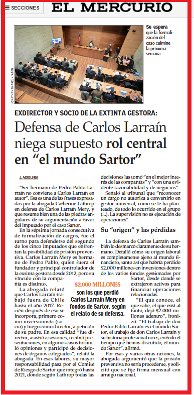 PapinoMatus's tweet photo. Caso #SARTOR
Defensa de Carlos Larraín, niega supuesto rol central en el mundo Sartor.
Las operaciones se aprobaban solas y las firmaba el junior.
Nos quieren hacer creer que somos idiotas.
@udechile @jcramirez3 @TioYabi31 @JAzul021 @Carlos_Chuncho_ @rabigonz @patocasidelaB https://t.co/HJlcy95pDU