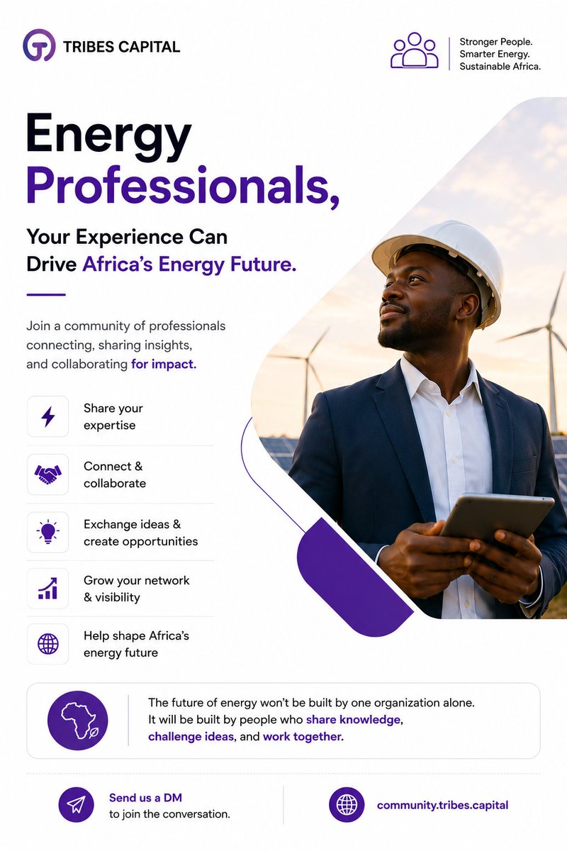 tribescapital's tweet photo. ⚡Energy professionals, let's collaborate!

Your experience can help transform Africa's energy future.

Share your knowledge, speak on energy topics, and connect with others across the energy ecosystem.

💬Comment "ENERGY" or send us a DM.

https://t.co/5JS4pzxeEa

#TribesCapital https://t.co/nWS8GCzE76