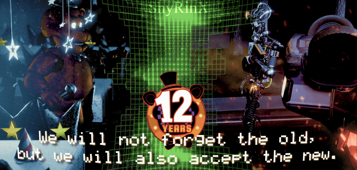 ShyRinX_Anim's tweet photo. Happy 12th FNaF Anniversary!

#fnaf #blender3d #sotm https://t.co/fdX9vsksrZ