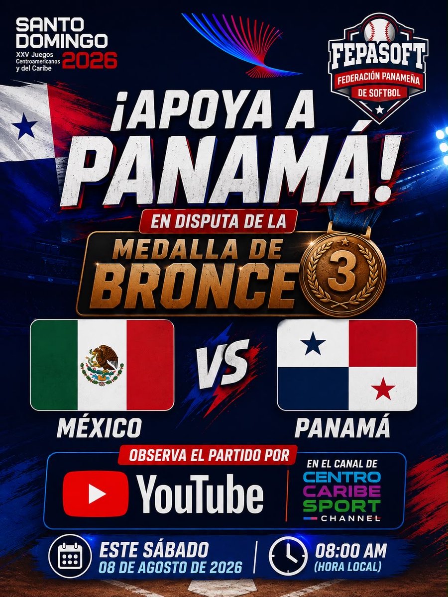 ericrpc's tweet photo. MEXICO VS PANAMÁ por la medalla de bronce de los juegos Centroamericanos y del caribe, sábado 8 am. Desde Medellin 1978 que se gano Bronce, Panama en Softbol no clasificaba entre los 4 mejores, 48 años de ese acontecimiento. https://t.co/mNGKWMZh41