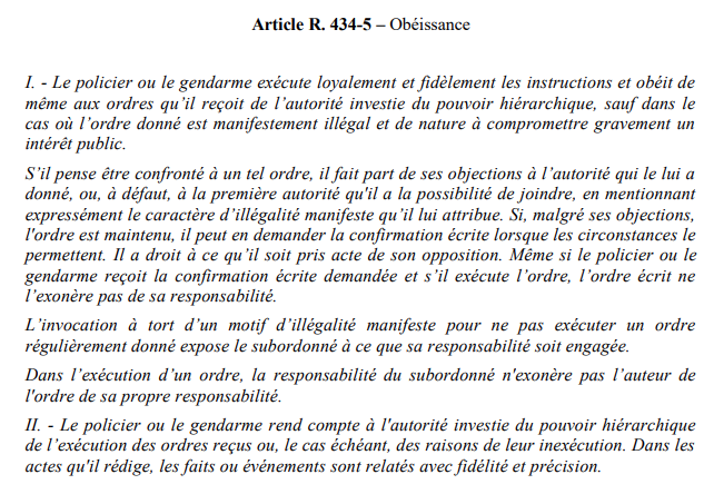 48214O8870O79's tweet photo. @LaTableDeGaya https://t.co/Q9zWiZPA7O
si les policiers ont honte ils peuvent se servir de l'article R 434-5 
et qu'ils se rangent aux côtés du peuple !! https://t.co/TCQUi1KIU8