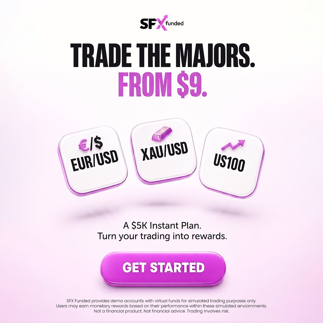 sfxfundedcom's tweet photo. Forex majors. Gold. Indices. One $5K Instant Plan for just $9

EUR/USD. XAU/USD. US100. No evaluation standing between you and the trade

Get started: https://t.co/Nvkdx9o0bw https://t.co/r5tNoo94uf
