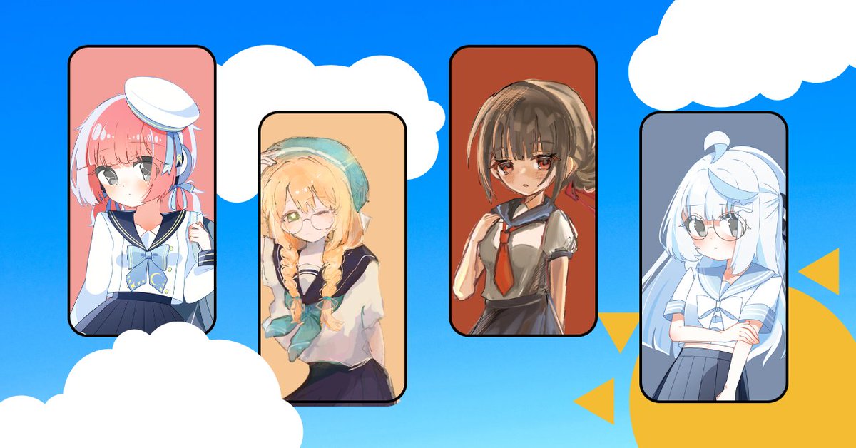 kasatell's tweet photo. 夏のしちかいようセーラー服合作です！
担当および参加者についてはツリーをご覧ください。
#七絵画 https://t.co/qBjfJ9k1nq