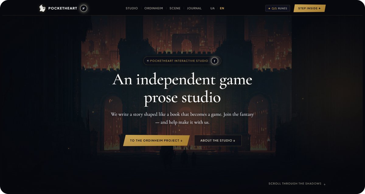 thepocketheart's tweet photo. The site is live: https://t.co/g0P8FNEB3L

Five runes are hidden across it. Find all five and the grimoire opens - notes on the world, on why we build a book that moves, and entry into the closed beta pool.

Good luck. https://t.co/g17vpW4gwe