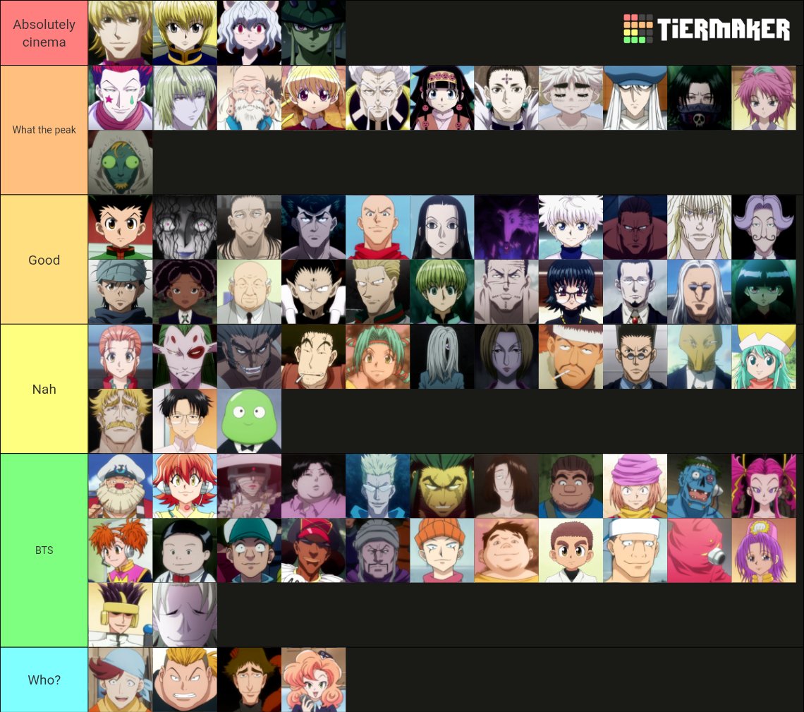 8_khalil_8's tweet photo. Tier list #hxh charcter
لازم جزء ثاني لشخصيات المانجا ( اغلبهم بيدخلو what the peak فما فوق) https://t.co/Ar1DCsG21e