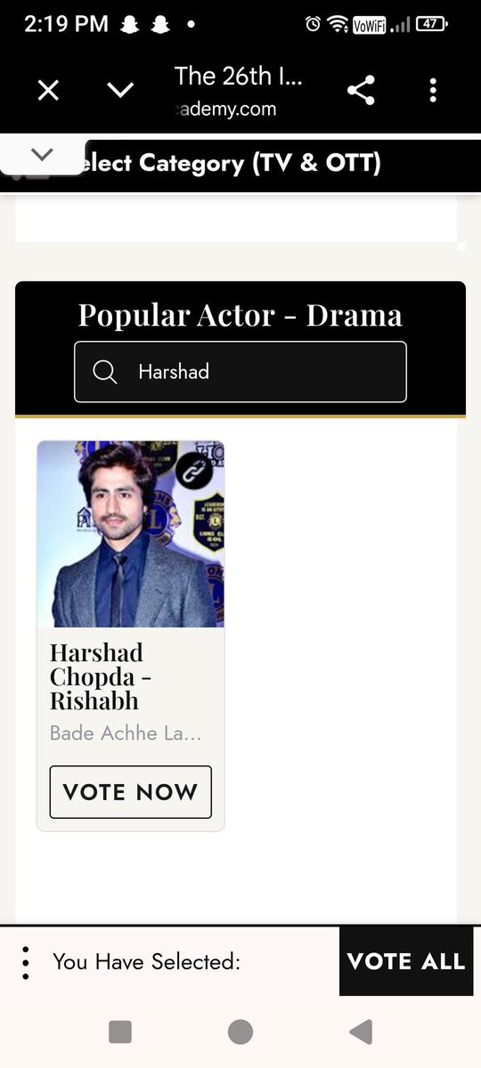 Admirer_033's tweet photo. HCiansss ❤️
Voting is LIVE for #ITAAwards!!
Please vote for our #HarshadChopda as Rishabh Kapoor
He deserves that #BestPopularActor award
Go vote now🔥🔥
#HarshadChopda #ITA2026 #RishabhKapoor https://t.co/VFbgA2eUSW