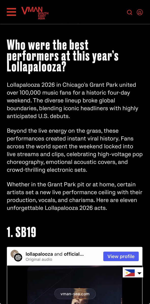 yourweng67's tweet photo. Lollapalooza’s best performers.

@SB19Official #SB19 

“The quintet commanded the stage like seasoned headliners.”

https://t.co/07bnpEEfBn https://t.co/muo0uD9JTA