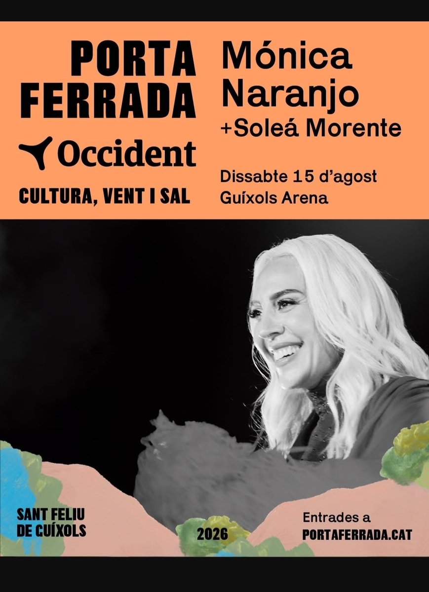 6c27a08e61744ae's tweet photo. ✨️Próx. semana #GIRONA!!! 
MÓNICA NARANJO en concierto
#GreatestHitsConcerts próximo
15 AGOSTO #PORTAFERRADA #SantFeliudeGuixols #cataluña
🎫 últimas entradas:
https://t.co/Zg4M4CaB6g https://t.co/FXelMJTaun