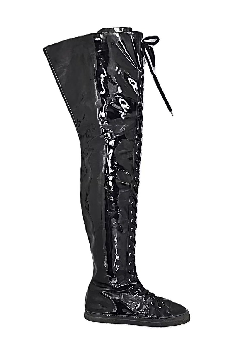 max_deviant's tweet photo. https://t.co/v2t7Frcss1’s Stock Clearance:
Fernando Berlin Model 500 Sneaker Thigh-High Boots Patent Leather (UK-11)(RRP £790).
https://t.co/8KuxgT5y0L 
• Now only £190 - RRP £790 = Save £600
• Used once in a photoshoot but in excellent condition.
• Made-to-measure and handcrafted by the specialist label Fernando Berlin, now discontinued, this specific version upgrades the standard smooth leather to a striking, high-shine black patent leather finish.
• A high-end, bespoke fusion of casual streetwear and dramatic high-fashion styling; these striking over-the-knee boots blend a casual sneaker profile with a dramatic silhouette.
• Size: UK11 / EU44 / US14
• See eBay link above for all details
Explore more incredible bargains on my eBay shop page: https://t.co/k86tGziiFw
@max_deviant #fabdotlondon #alternative #fashion #couture
Photo: Max Deviant https://t.co/Z7ASBU8BtO