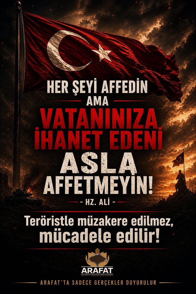Arafatdernegi's tweet photo. “Ey iman edenler! Allah’a ve Peygamber’e hainlik etmeyin; bile bile kendi emanetlerinize de hainlik etmeyin.”
(Enfâl, 8/27)
“Şüphesiz Allah, hainleri sevmez.”
(Enfâl, 8/58)
#ADALET#VATAN https://t.co/wkyBINZazw