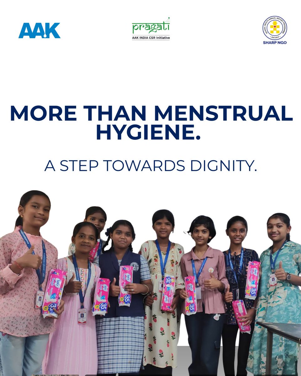 sharpngo's tweet photo. Through the Menstrual Hygiene Programme under AAK’s Pragati Initiative, implemented by SHARP NGO, we worked alongside schools and communities to make menstrual health a topic of awareness, dignity, and action.
#MenstrualHygiene #SchoolHealth #WomenAndGirls #SHARPNGO https://t.co/zbhPyn5gJy