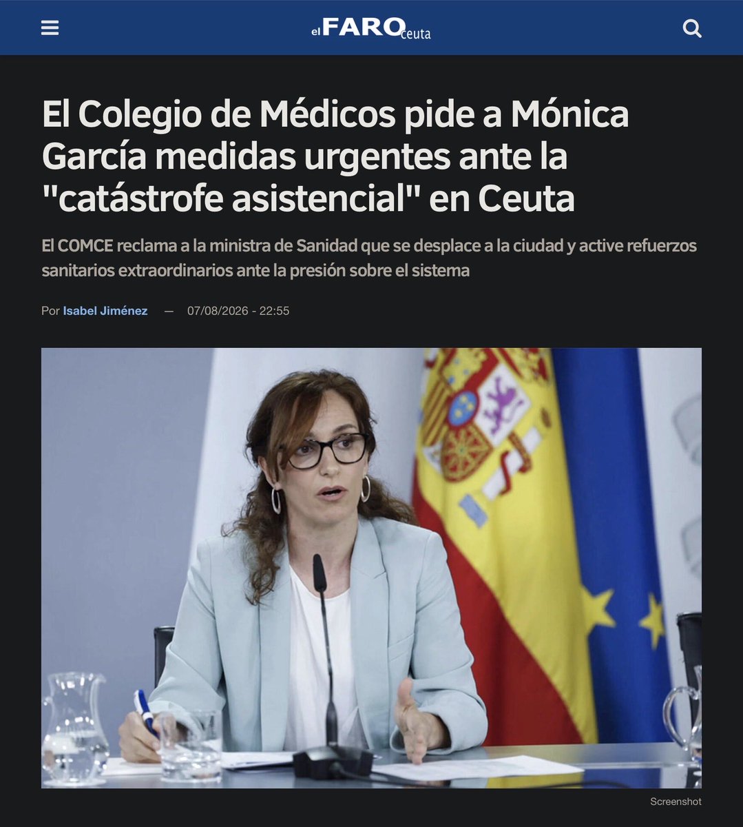 miguefuente's tweet photo. La Ministra de todas las M está gestionando magnificamente la gestión sanitaria en #Ceuta
Solo tiene competencias completas en dos zonas de España:
#Ceuta y #Melila
Aún hoy dice que nunca hubo colapso sanitario, que ni lo hay, ni lo va a haber...
Pues añádase otra M, @Monica_Garcia_G la de MENTIROSA
https://t.co/YNsTvoMC2c
#CeutaEsEspaña
https://t.co/vXvnAQVQtd