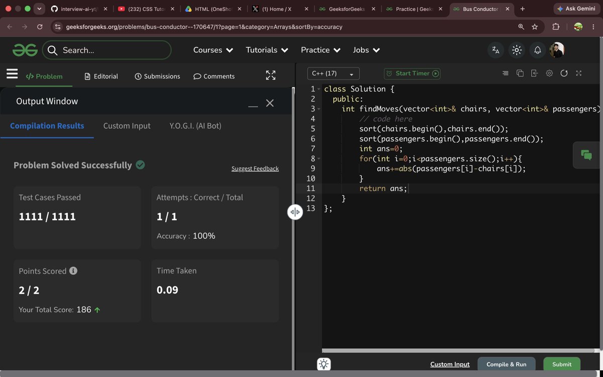 akash31_2004's tweet photo. 🔹DAY - 68 🚀

✅LC- 2325
✅GFG- solve 2 question
✅Web dev- start a new gen AI project ( Resume checker AI)

#CodingJourney #DSA #Programming #PlacementPrep https://t.co/D6LD1RBnyW