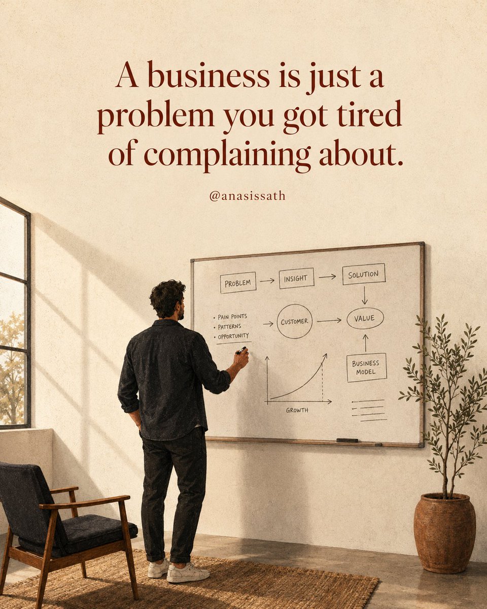 Am_issath's tweet photo. Every complaint is a business idea in disguise. Most people just never do anything about it.
Stop venting. Start building.
#businessmindset #entrepreneurship #startupideas #businessowner #buildsomething https://t.co/4bZBTVVWjf