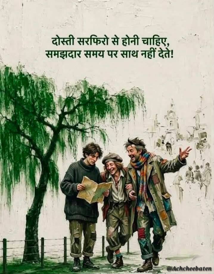 Achchheebaaten's tweet photo. दोस्ती सरफिरो से होनी चाहिए, समझदार समय पर साथ  नहीं  देते..!

#achcheebaten https://t.co/X1flddS9Y7