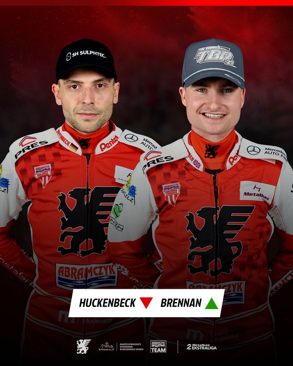 PoloniaBDG's tweet photo. Zmiana w składzie 🔄 Tom Brennan w miejsce Kaia Huckenbecka.
Kai musi wystąpić w Grand Prix Łotwy w Rydze. Jako rezerwowy cyklu SGP zastępuje dziś Dominika Kuberę.
#Polonia #Bydgoszcz #AbramczykTeam #Metalkas2Ekstraliga https://t.co/RMWO9kpQiH
