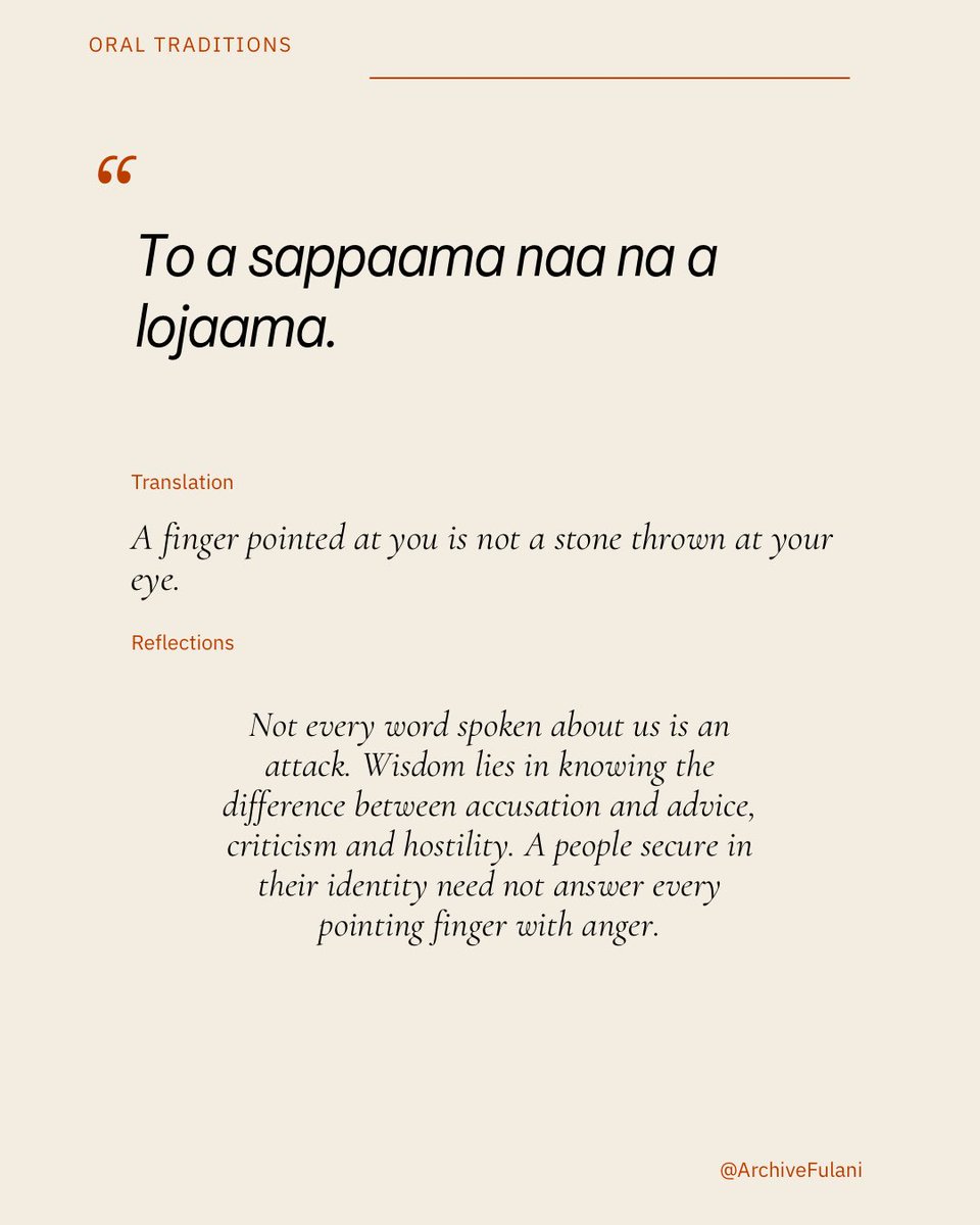 ArchiveFulani's tweet photo. Fulfulde Proverbs on identity and kinship
#fulani https://t.co/R1qSlBndaB