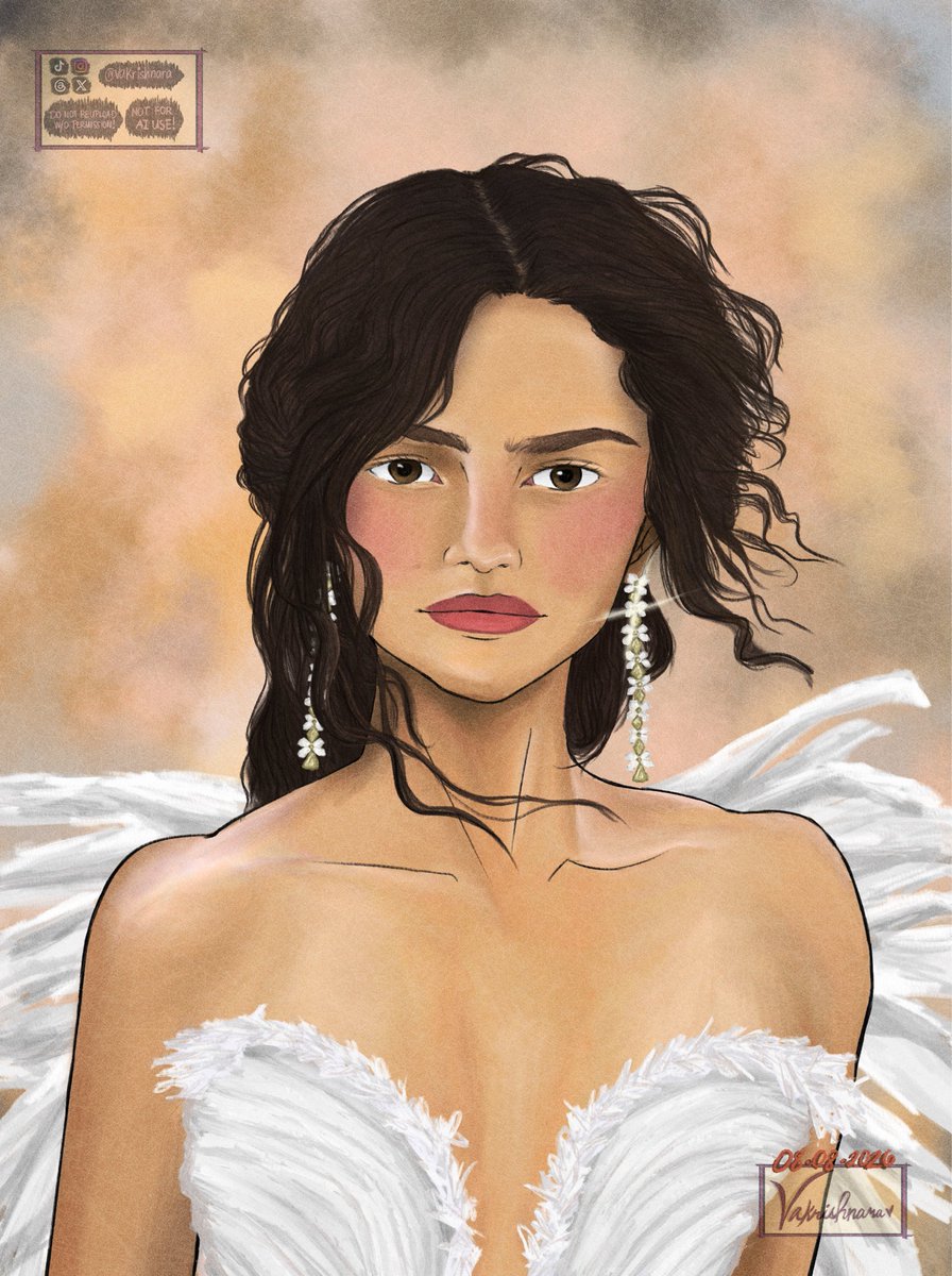 vakrishnara's tweet photo. first time drawing Zendaya 🥹

I think we can all agree that her red carpet and press con looks are out of this world.

I hope I was able to bring justice to Zendaya’s goddess angel look. 🤍🪽

#digitalart #TheOdysseyMovie #fanart https://t.co/5nw13OY8Qj