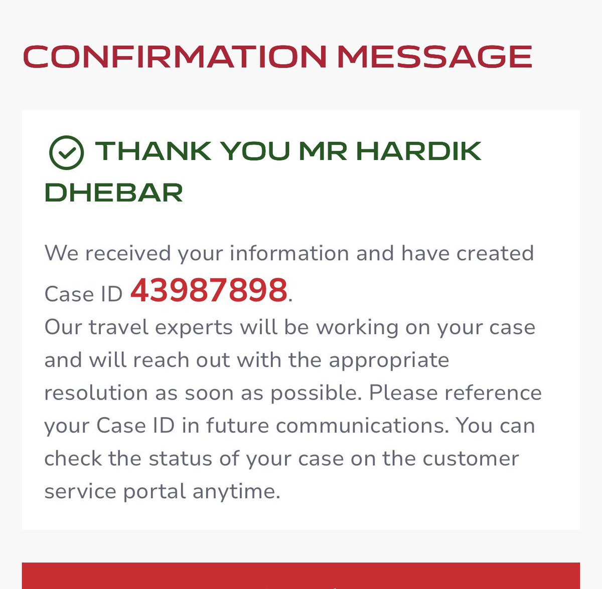 Dhebar_Hardik's tweet photo. @airindia Have also made the mandatory customer complaint as was left with no choice by your ever efficient customer service team https://t.co/Oun7xMej2p