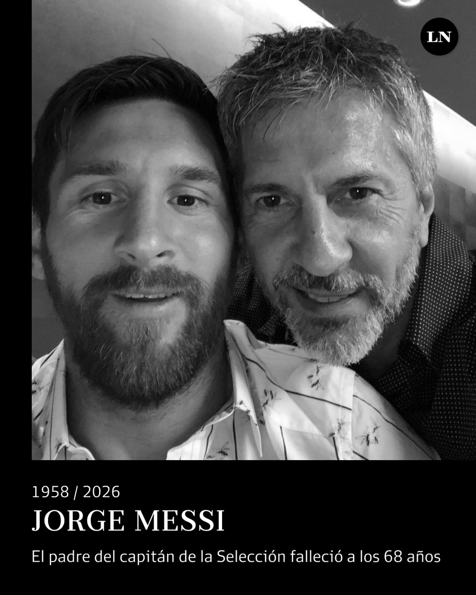 LANACION's tweet photo. Jorge Messi, el padre del capitán de la selección argentina, Lionel Messi, murió en las últimas horas, según pudo confirmar LA NACION. Messi padre, de 68 años, se encontraba internado en un sanatorio de la ciudad de Rosario. 

Desde hacía un tiempo, tenía una enfermedad, que fue confirmada por su familia durante el último Mundial. Su cuadro de salud se agravó en los últimos dos días.

https://t.co/j3wvxA820f