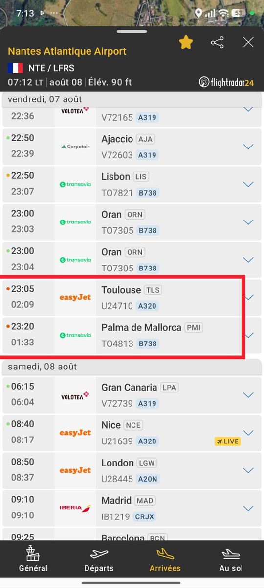 Nine14206650's tweet photo. @DGAC @Prefet44 @ACNUSA_fr 
Le #couvrefeu minuit-06h00 à #NantesAtlantique bafoué par 2ATT
(Nuit du 7 au 8/08)
01h33 Transavia (au lieu de 23h20
02h09 EasyJet (au lieu de 23h05
Tout va bien pour les LowCost et tant pis pour les riverains 😠😡 https://t.co/YwR6Xcyhis