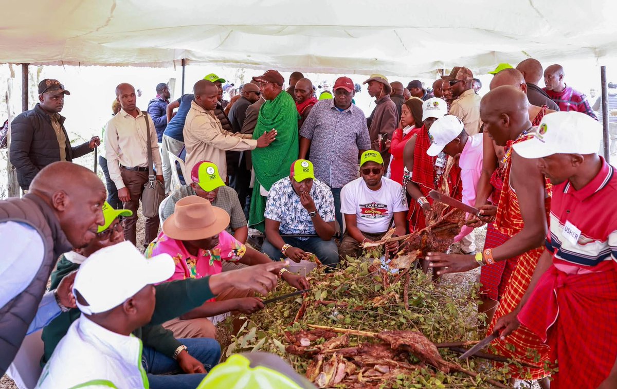 KenyaDigital_'s tweet photo. Gachagua enjoys traditional Olpul at Ngatataek, thanking his in-laws for the delicious meat delicacy as he calls for unity and stronger bonds among kinsmen.
@rigathi 
@KenyaDigital_ https://t.co/5VXn8VIRBY