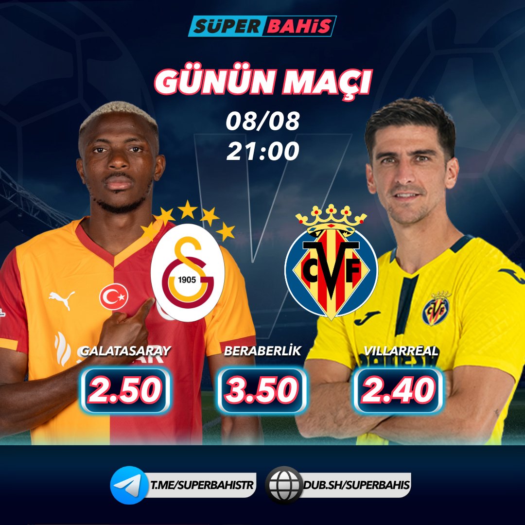 superbahis_tr_'s tweet photo. GÜNÜN MAÇI:

Galatasaray🆚 Villarreal

Amokachi'nin iade garantili kombineleri, iade ve dönüşler ile sizi bekliyor. Her gün 3.000 TL'ye kadar iade ve 25 hediye dönüş şansını kaçırmayın!

Süperbahis Güncel Giriş ➡️ https://t.co/TEgYAs5Koy https://t.co/JYP4S2ZfXV