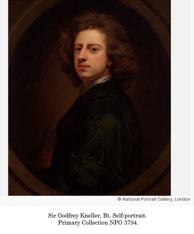 SueCooperBridge's tweet photo. #HistoryNotes📜
#OTD 1646 b. #SirGodfreyKneller, the leading portraitist during the reigns of #CharlesII #JamesII #WilliamandMary #QueenAnne & #GeorgeI! Famed among his works are some 40 portraits of #KitCatClub members painted on special sized canvas known as the Kit-Cat format. https://t.co/NjvE8rpF5d