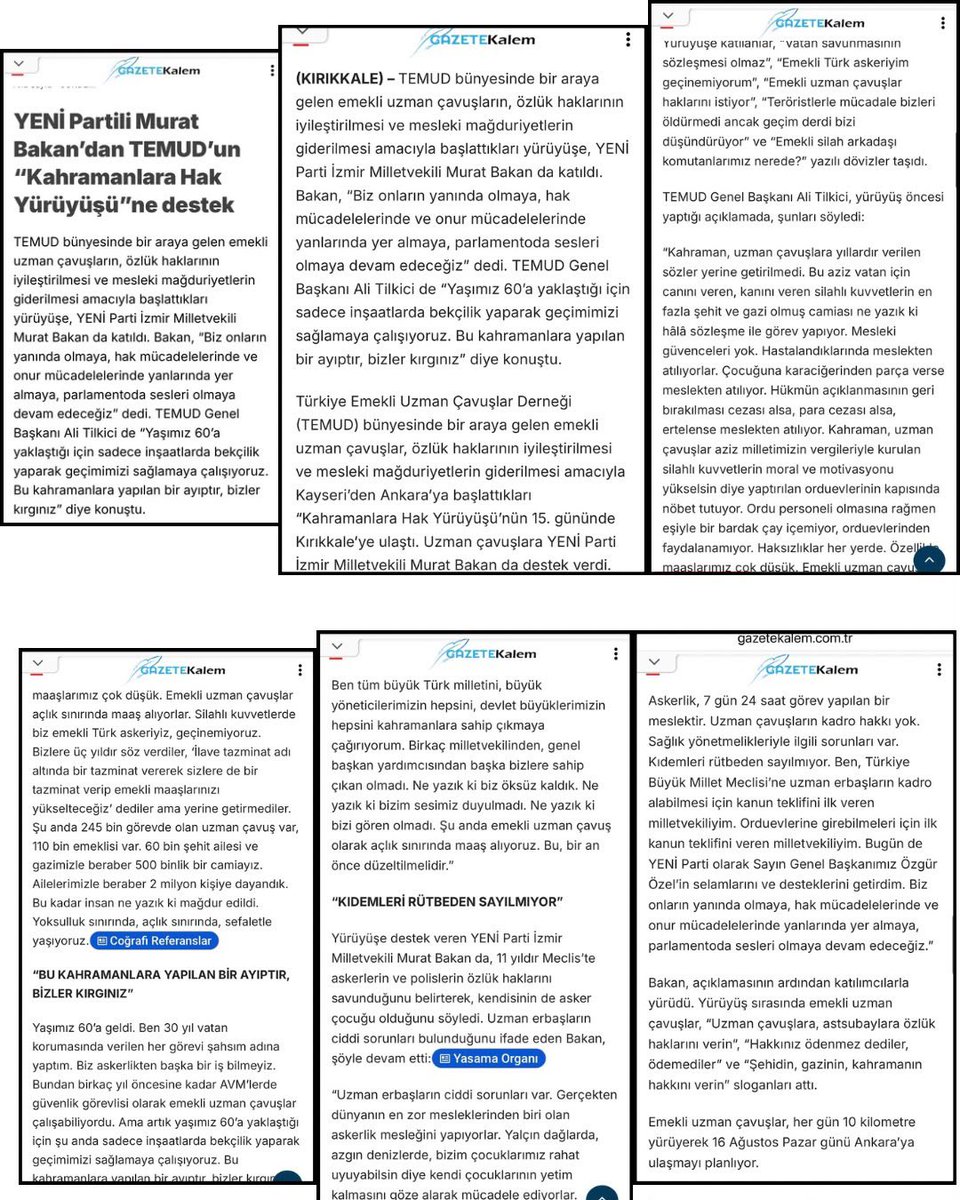 alitilkici38's tweet photo. Kahraman Uzman Çavuşlarımızın özlük hakları için başlattığımız #KahramanlaraHakYürüyüşü mücadelemize yer veren, sesimizi kamuoyuna duyuran Gazete Kalem ailesine TEMUD adına teşekkür ediyoruz.

Yeni Partili Murat Bakan’ın da destek verdiği ve gündeme taşıdığı bu önemli süreçte, haklı davamızı ve mücadelemizi cesaretle kamuoyuna aktaran tüm basın mensuplarının emeğini ve desteğini önemsiyoruz.

Haberi okumak için:

https://t.co/snkhPGt5jK

#KahramanlaraHakYürüyüşü #UzmanÇavuş #TEMUD
@TEMUD_2024